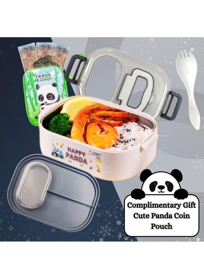 PLUSPOINT Stainless Steel Lunch Box For Kids Microwave Safe Insulated Tiffin Box Tableware Set Portable Containers Tiffin Box For School Boys, Girls (Panda), 700Ml - Image 4