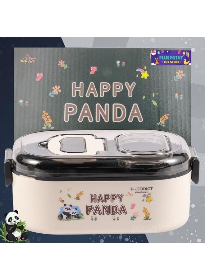 PLUSPOINT Stainless Steel Lunch Box For Kids Microwave Safe Insulated Tiffin Box Tableware Set Portable Containers Tiffin Box For School Boys, Girls (Panda), 700Ml - Image 2