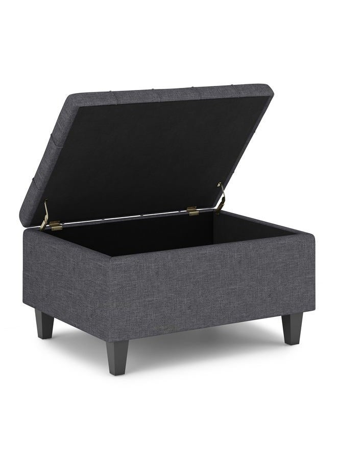 Simpli Home Harrison 34 inch Wide Transitional Rectangle Small Coffee Table Storage Ottoman in Slate Grey Faux Leather, for the Living Room, Family Room - Image 3