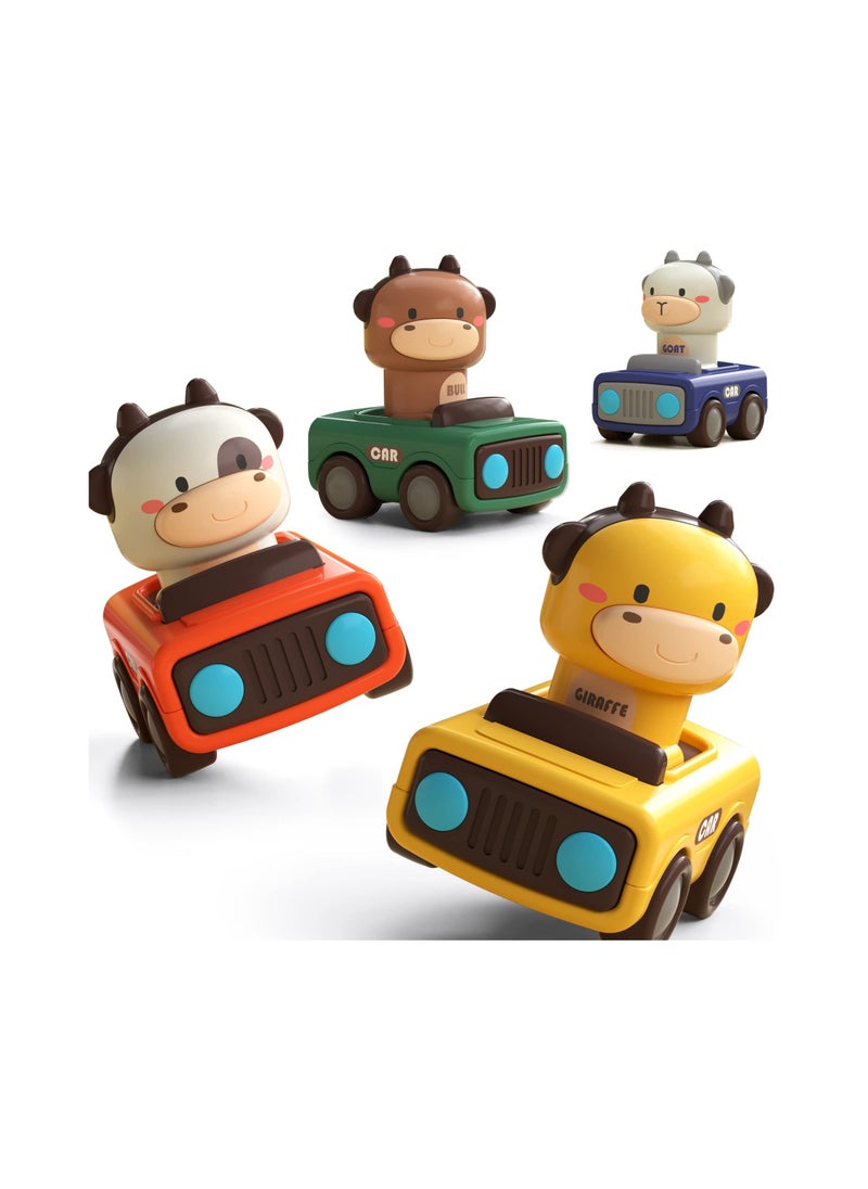 Generic - Press and Go Car Toys, for Toddlers 1-3, Baby Animal Racing Cars, Infant Play Vehicle Set, Baby Push Go Friction Car Toys for 6-9-12-18 Months, 1st Birthday Gifts for 1-2 Years Old Boys Grils (4 Pack) - Image 1