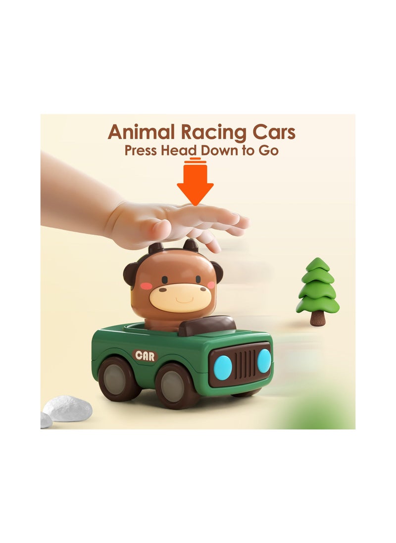 Generic - Press and Go Car Toys, for Toddlers 1-3, Baby Animal Racing Cars, Infant Play Vehicle Set, Baby Push Go Friction Car Toys for 6-9-12-18 Months, 1st Birthday Gifts for 1-2 Years Old Boys Grils (4 Pack) - Image 1