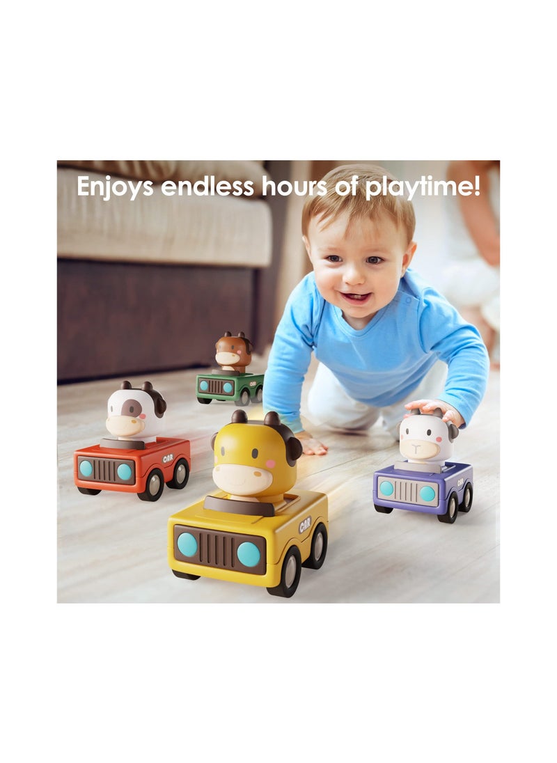 Generic - Press and Go Car Toys, for Toddlers 1-3, Baby Animal Racing Cars, Infant Play Vehicle Set, Baby Push Go Friction Car Toys for 6-9-12-18 Months, 1st Birthday Gifts for 1-2 Years Old Boys Grils (4 Pack) - Image 1