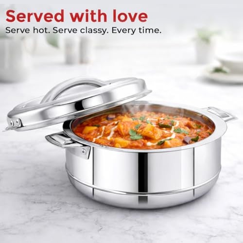 AVIAS Astra Double Wall Insulated Stainless Steel Casserole / 10000ml / Silver Hot Pot/Chapati Box/Hot Case for Roti, Rice, Gravy/Hot Boxes for Kitchen with Steel Lid/Twist Lock / 10L - Image 5