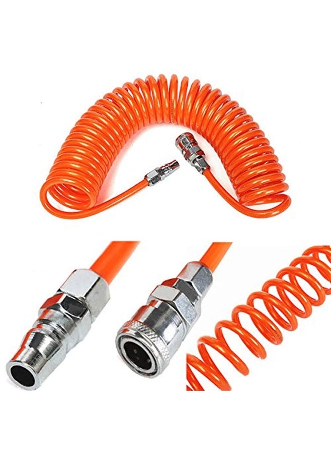 Daytoyz Air Hose, Air Tool, Spring Loaded 9M Spiral Air Hose, Inner Diameter 0.26 x 0.4 inches (6.5 mm) x Outer Diameter 0.4 inches (10 mm), Pneumatic Tools, Compressor Hose, Pipeline Equipment, Coil - Image 1
