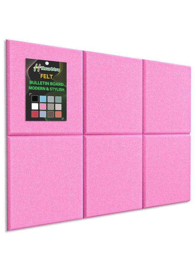 Hsurbtra Cork Board for Wall 24 x 18 Inch, 6 Pack Felt Bulletin Notice Board with Pushpins for Office Home School Farmhouse Wall Decor, Pink - Image 1