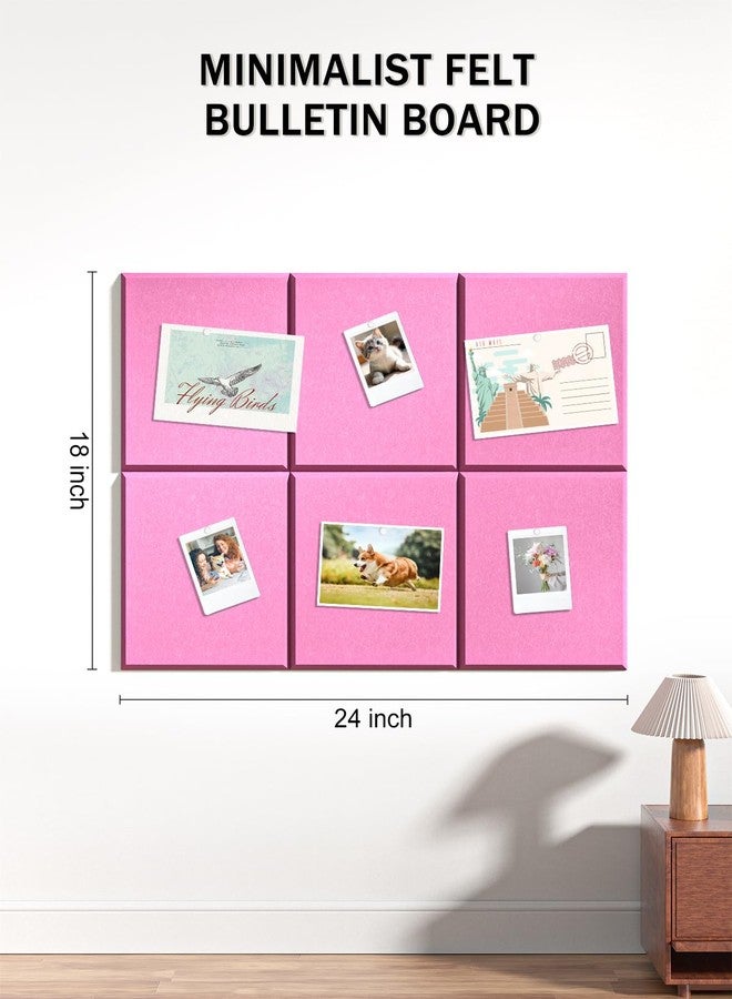 Hsurbtra Cork Board for Wall 24 x 18 Inch, 6 Pack Felt Bulletin Notice Board with Pushpins for Office Home School Farmhouse Wall Decor, Pink - Image 2