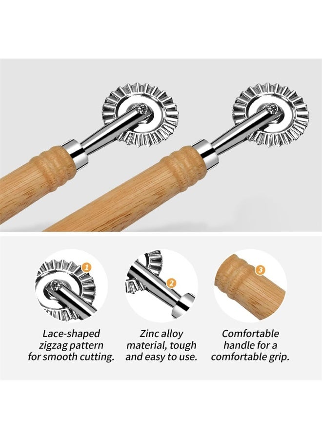 Ravioli Maker Stamp Cutter Set with Roller Wheel, 3-Piece Pasta Mold with Wood Handle & Aluminum Frame - Image 4