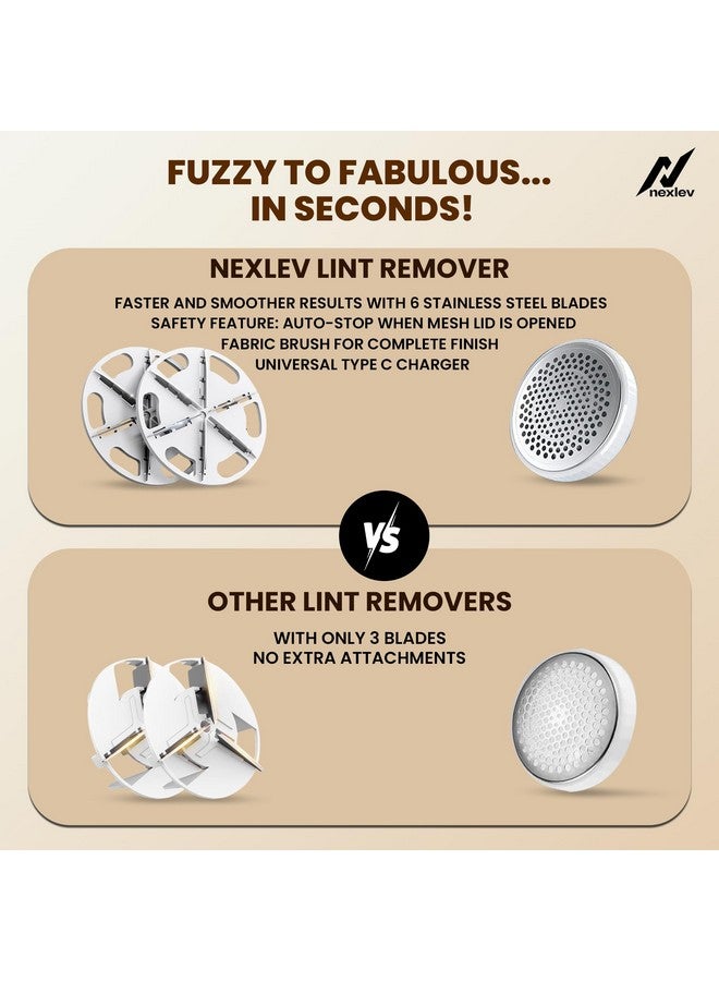 NexLev Lint Remover | For Woolen Sweaters Shirts Socks Jackets Suede Leggings | Pill, Rue & Burr Remover | 30 Min Use |Type C |Defuzzer | Lint Brush for Coat | 2 Modes | SS Blade | Safety Lock | LR-01 - Image 3