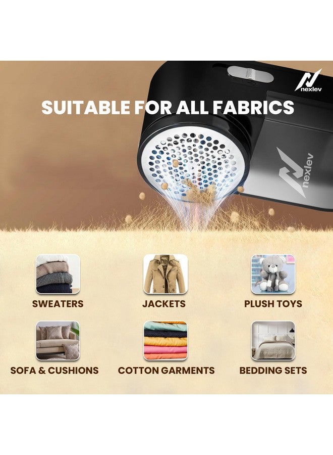 NexLev Lint Remover | For Woolen Sweaters Shirts Socks Jackets Suede Leggings | Pill, Rue & Burr Remover | 30 Min Use |Type C |Defuzzer | Lint Brush for Coat | 2 Modes | SS Blade | Safety Lock | LR-01 - Image 4