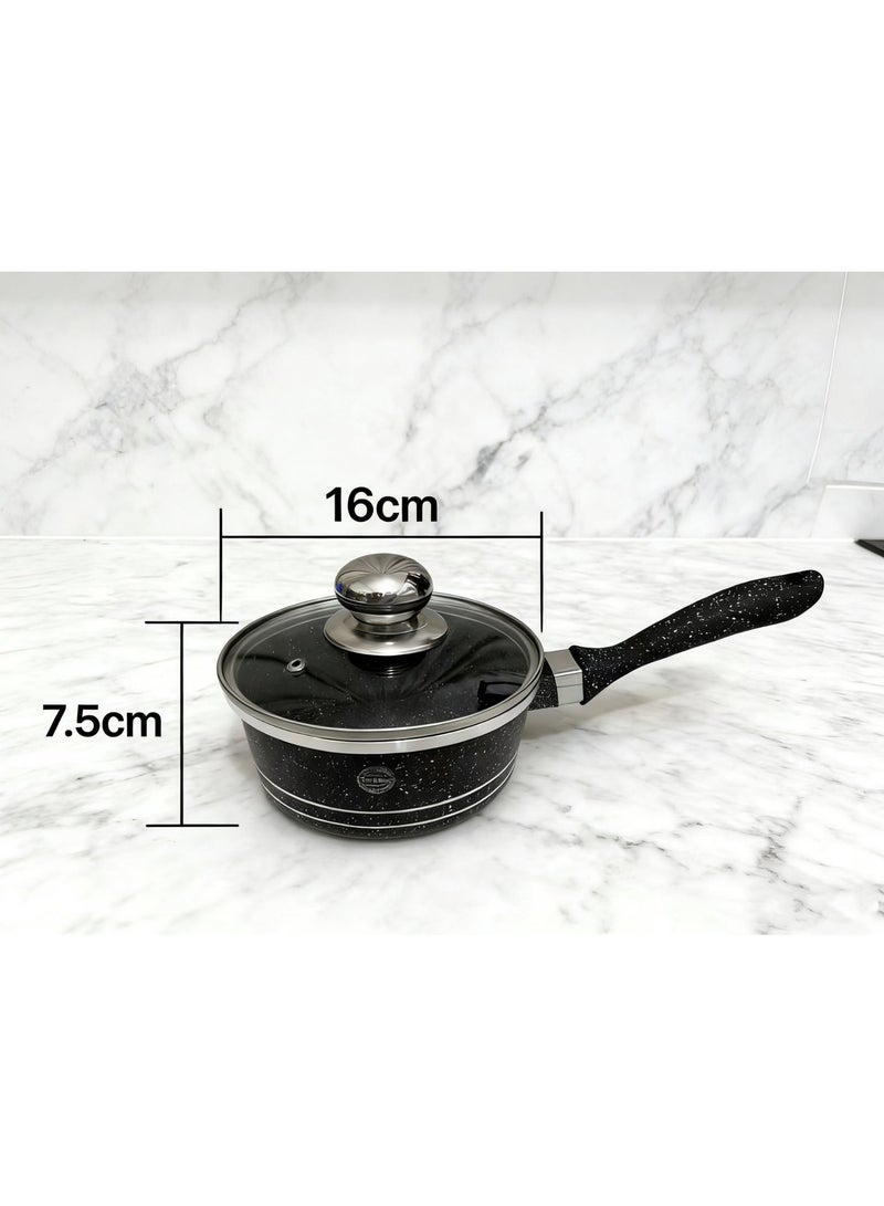 16-Piece Granite Non-Stick Cookware Set | Induction & Gas Stove Compatible Pots & Pans with Utensils - Durable, Easy to Clean,granite cookware、non stick pots and pans、induction compatible cookware, Complete Kitchen Set for Family Cooking, Pans with Lids + Kitchen Utensils - Perfect for Home Cooking & Gifting, Works on All Stoves - Image 4