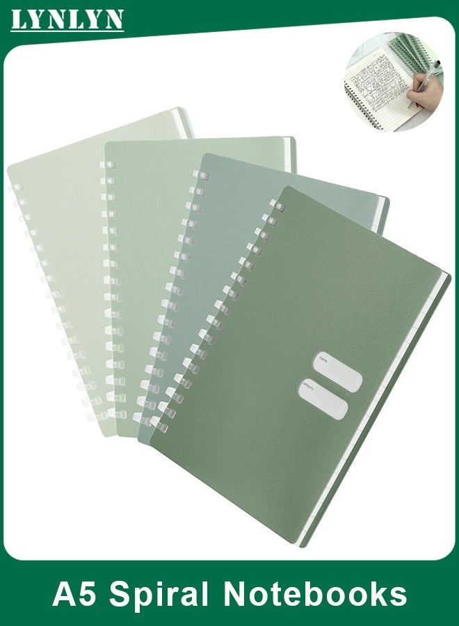 LYNLYN 4 Pack A5 Spiral Notebooks, 70 Pages Journals for Writing and Journaling, Work and School, Green, Perfect for Women - Image 1