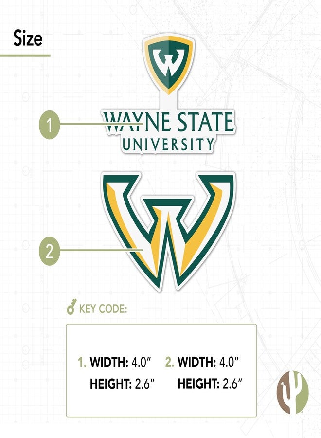 Desert Cactus Wayne State University Sticker Warriors Vinyl Decal Laptop Water Bottle Car Scrapbook (4 Inch Set V1) - Image 4