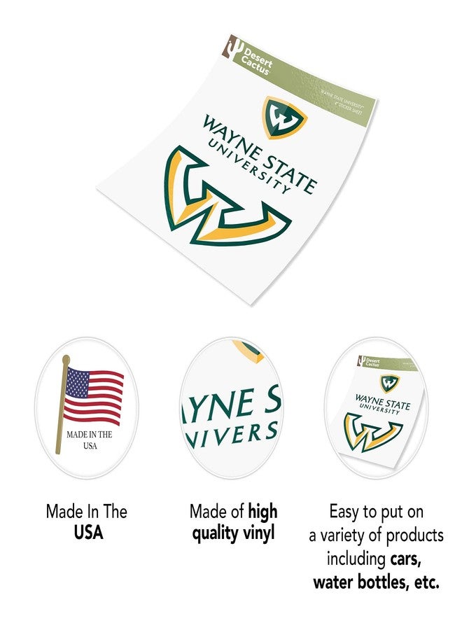 Desert Cactus Wayne State University Sticker Warriors Vinyl Decal Laptop Water Bottle Car Scrapbook (4 Inch Set V1) - Image 5