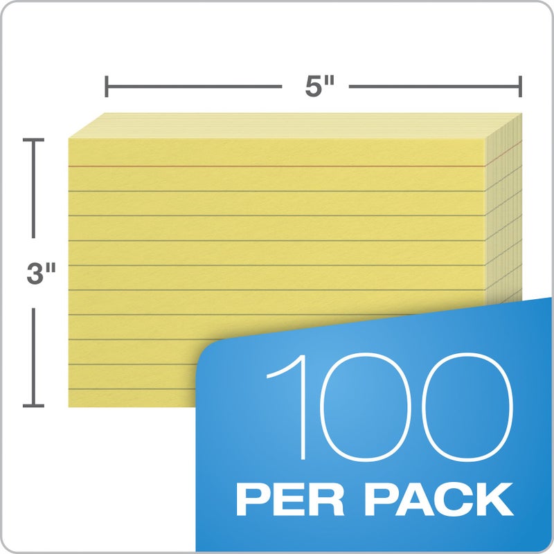 Oxford Ruled Color Index Cards, 3" x 5", Canary, 100 Per Pack (7321 CAN) - Image 3