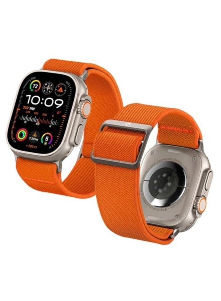 ELTRAZONE ELTRAZONE Band for Apple Watch Ultra / Ultra 2 (49mm), Series 9/8/7 (45mm), SE2/6/SE/5/4 (44mm), and Series 3/2/1 (42mm) – Breathable Nylon Solo Loop Strap for Comfortable All-Day Wear & Secure Fit Orange