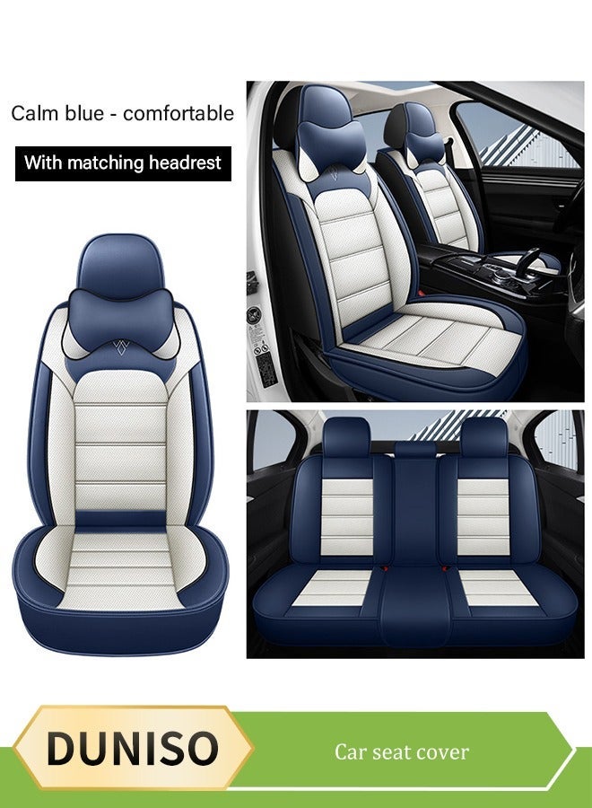 DUNISO Car Seat Cover, Universal Fully Wrapped Seat Cushion, Artificial Leather Car Backrest Seat Cover, Equipped With Headrest, Wear Resistant And Anti Slip, Suitable For All Seasons, Suitable For Most Car Seats - Image 1