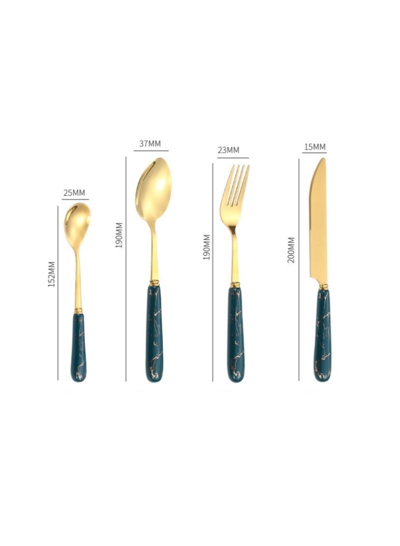 KUYING Stainless Steel Tableware Set Of 24 Pieces Western Knife Fork Spoon Set  - Image 2