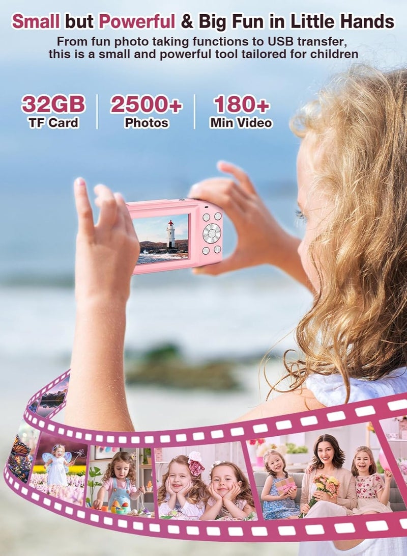 Digital Camera, FHD 1080P Kids Camera 44MP Point and Shoot Digital Camera with 32GB SD Card, 16x Zoom, Lanyard, Small Compact Camera for Kids Boys Girls - Image 3