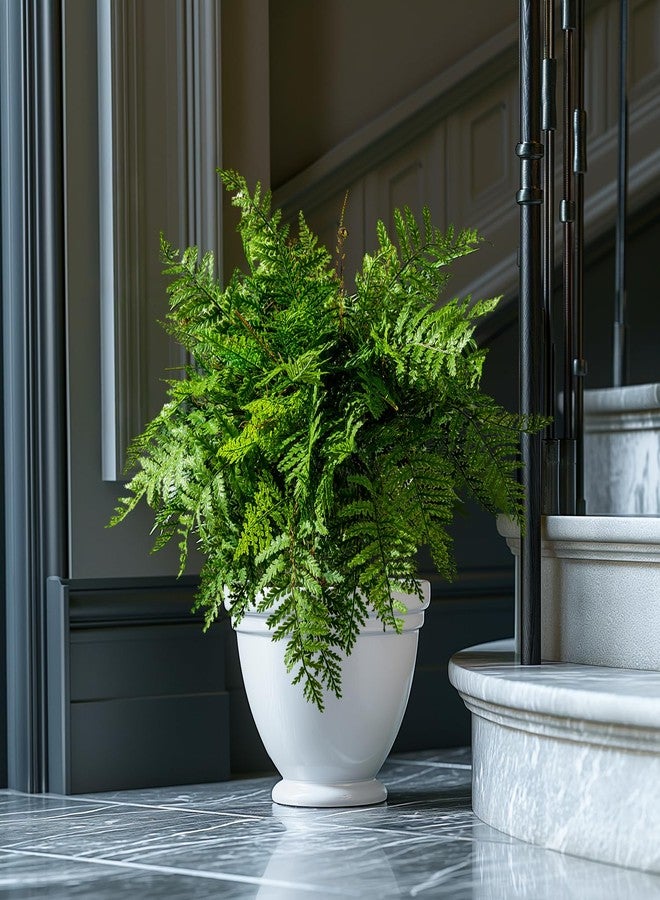 Bailikang 4PCS Artificial Boston Fern Fake Ferns Hanging Plant UV Resistant Inoor Outdoor Faux Shrubs 19Inch Large Faux Ferns Greenery Stems for Home Office Garden Decoration - Image 2