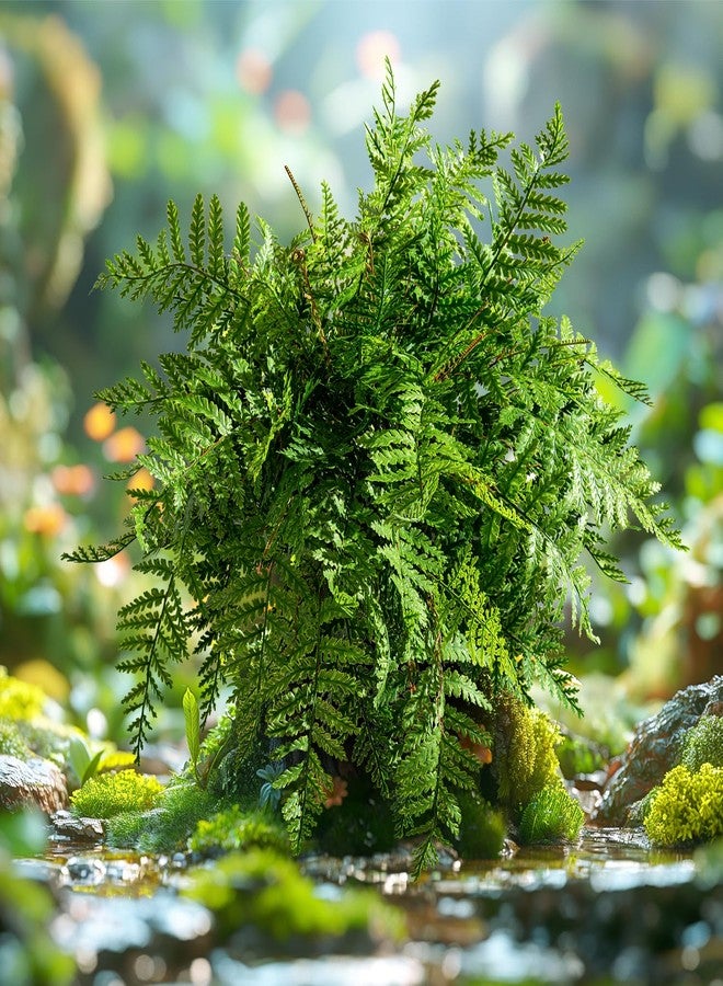 Bailikang 4PCS Artificial Boston Fern Fake Ferns Hanging Plant UV Resistant Inoor Outdoor Faux Shrubs 19Inch Large Faux Ferns Greenery Stems for Home Office Garden Decoration - Image 5