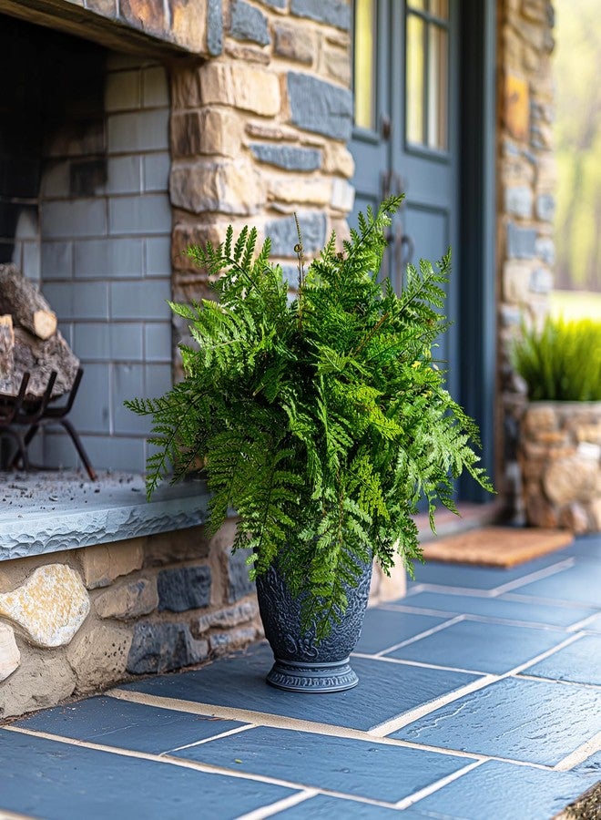 Bailikang 4PCS Artificial Boston Fern Fake Ferns Hanging Plant UV Resistant Inoor Outdoor Faux Shrubs 19Inch Large Faux Ferns Greenery Stems for Home Office Garden Decoration - Image 4
