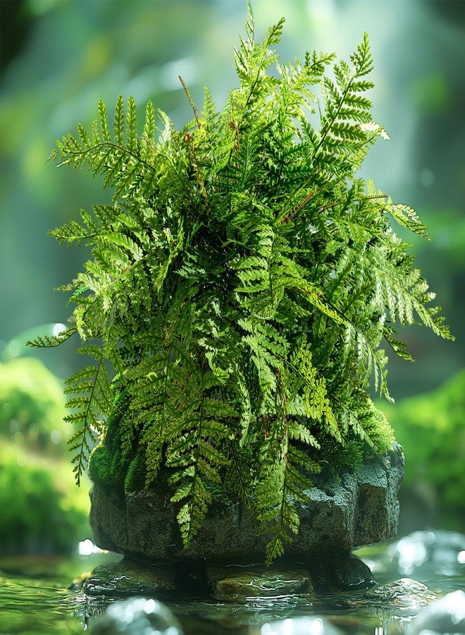 Bailikang 4PCS Artificial Boston Fern Fake Ferns Hanging Plant UV Resistant Inoor Outdoor Faux Shrubs 19Inch Large Faux Ferns Greenery Stems for Home Office Garden Decoration - Image 3