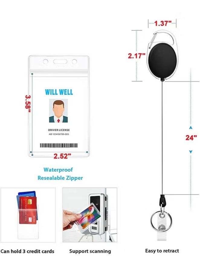 2 Pack ID Badge Holder with Clip Badge Reels Retractable Id Card Vertical Lanyard Holder - Image 3