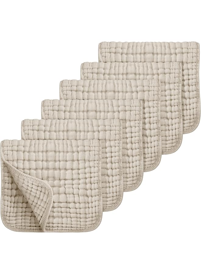 Looxii Muslin Burp Cloths 100% Cotton Muslin Cloths Large 20''X10'' Extra Soft And Absorbent 6 Pack Baby Burping Cloth For Boys And Girls (Apricot) - Image 1