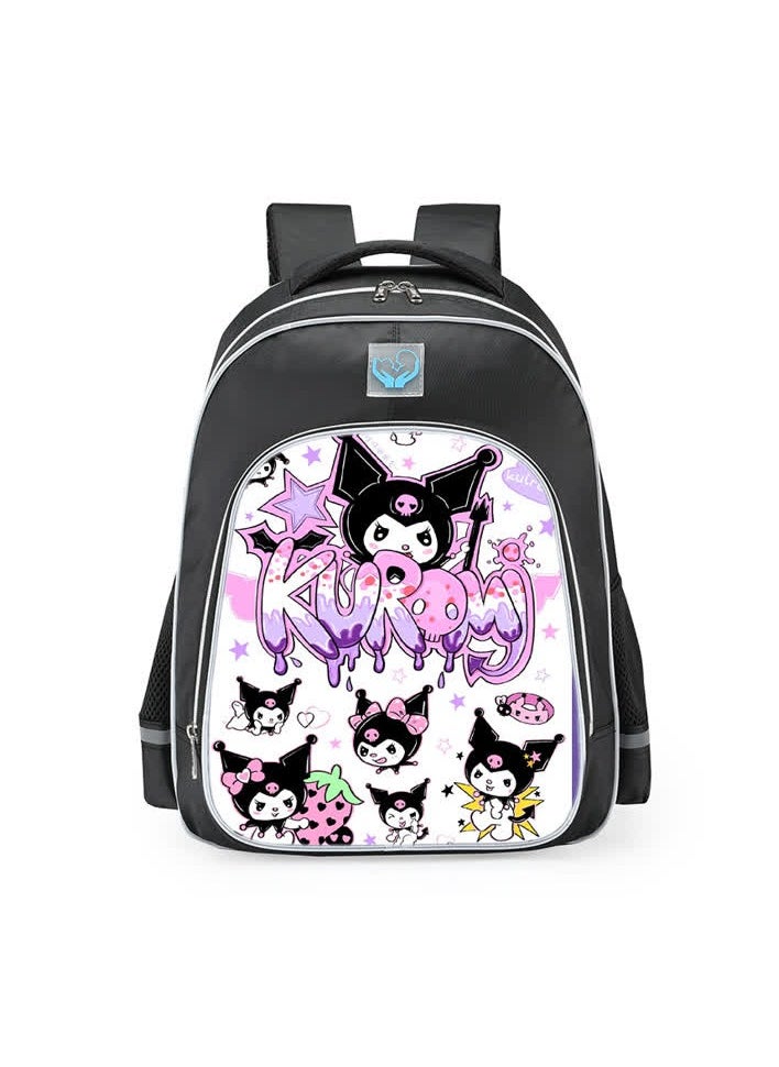 Generic - Primary school girls' schoolbag 1-3-6 years old backpack shoulder pad lightweight pink warning strip backpack,B-27-Reflex-Small-Ku-Black - Image 1