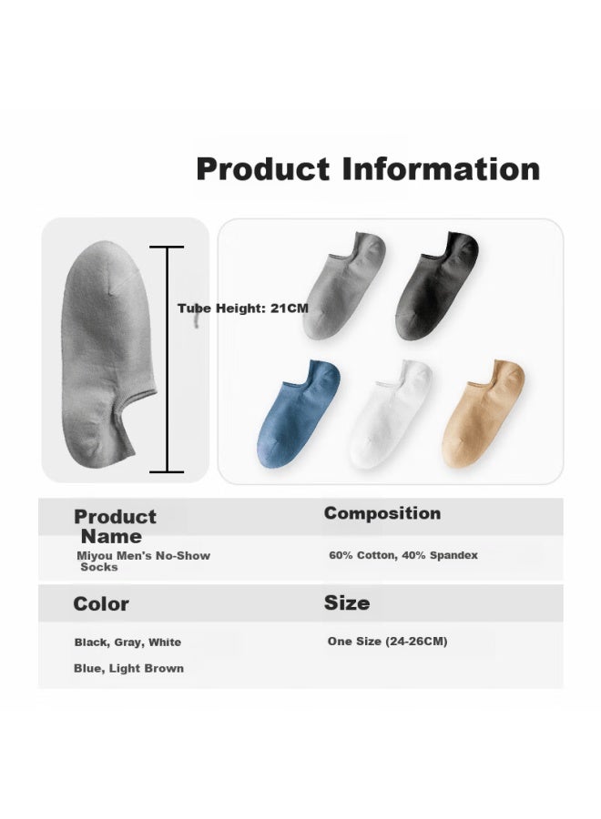 Miyou 6 Pairs Men's Cotton No-show Socks Antibacterial Breathable Short Socks Spring Summer - Image 2