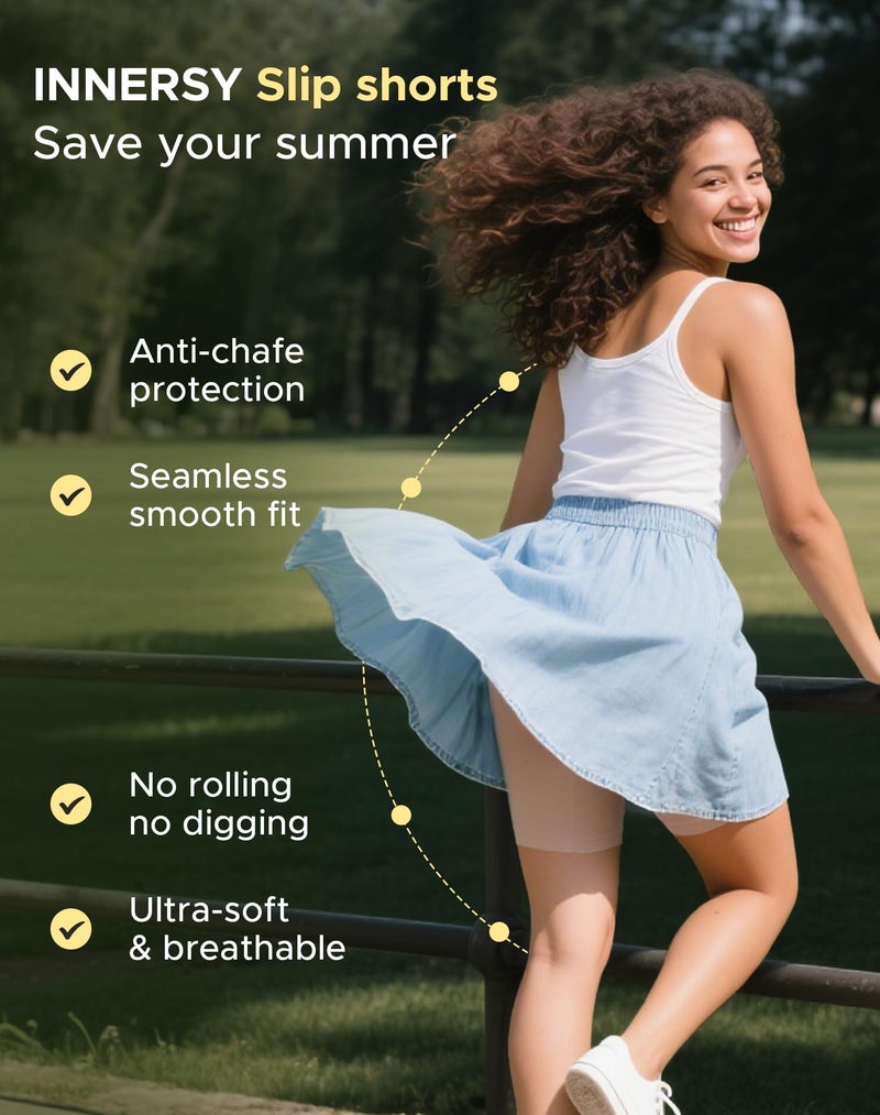 INNERSY Women's Slip Shorts for Under Dresses High Waisted Shorts 3-Pack(Black,X-Large) - Image 3
