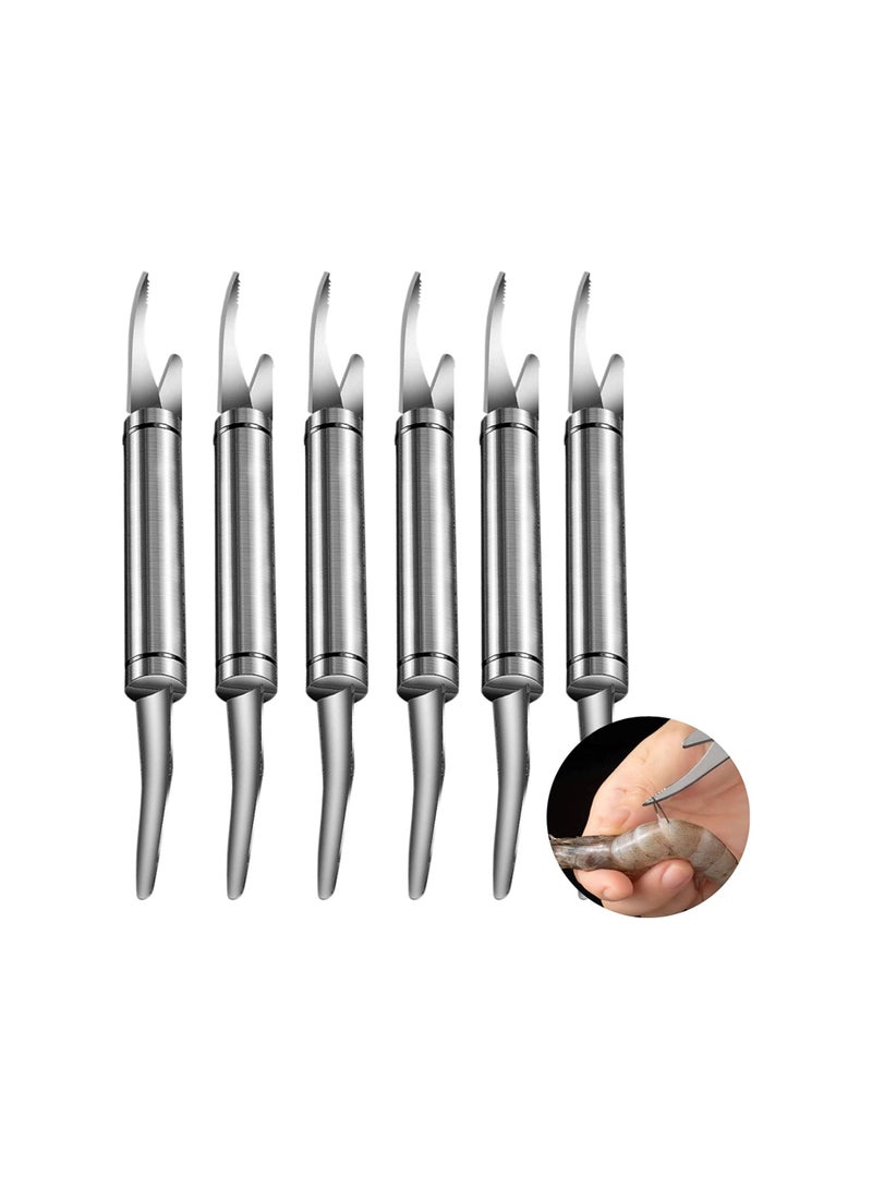 SYOSI Shrimp Line Fish Maw Knife, 5 in 1 Multifunctional Stainless Steel Shrimp Peeler and Deveiner Tool, Fish Scaler Remover, Double-headed Multipurpose Shrimp Cleaner Knife for Home Kitchen, 6 Pcs - Image 2