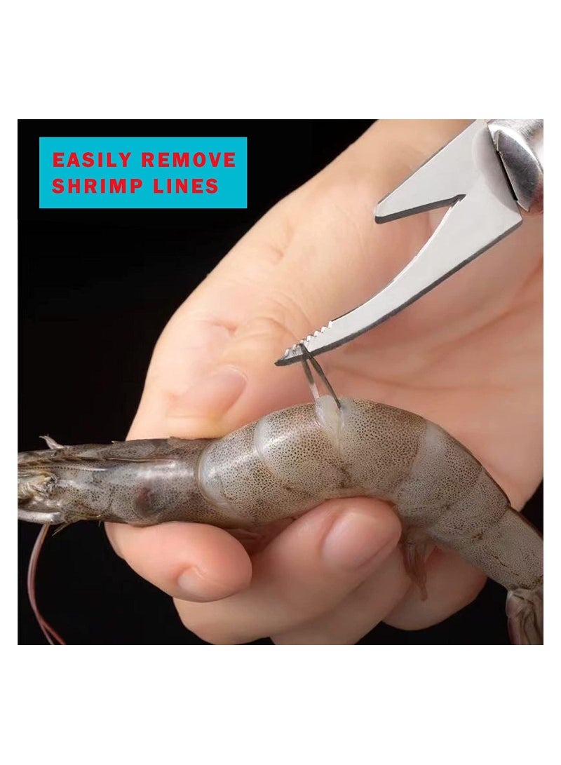 SYOSI Shrimp Line Fish Maw Knife, 5 in 1 Multifunctional Stainless Steel Shrimp Peeler and Deveiner Tool, Fish Scaler Remover, Double-headed Multipurpose Shrimp Cleaner Knife for Home Kitchen, 6 Pcs - Image 4