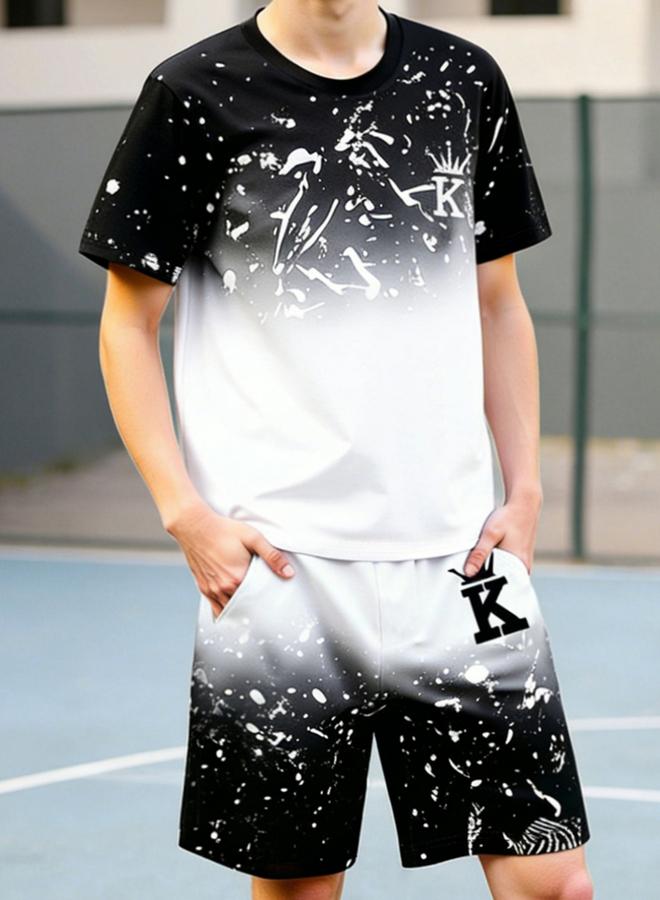 Take Two Men Color Block T-Shirt and Shorts Co-Ords - Image 5