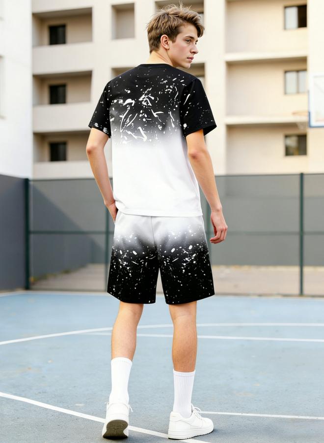 Take Two Men Color Block T-Shirt and Shorts Co-Ords - Image 2