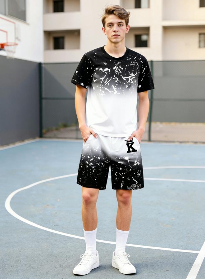 Take Two Men Color Block T-Shirt and Shorts Co-Ords - Image 3