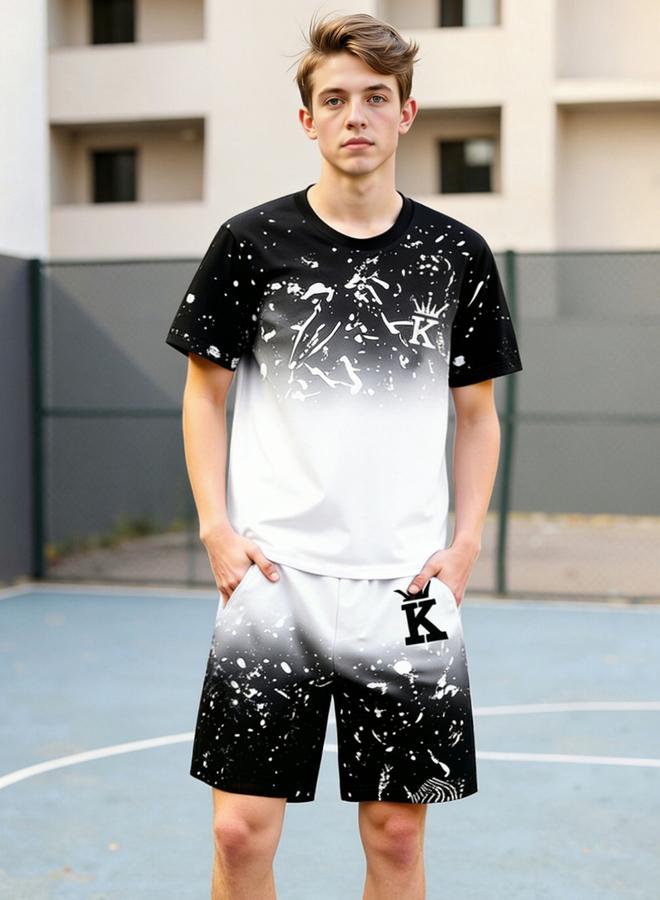 Take Two Men Color Block T-Shirt and Shorts Co-Ords - Image 4