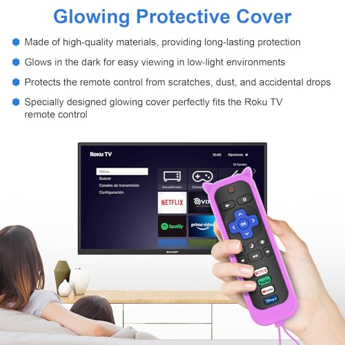MOKEMAKE Remote for Roku TV, 2-Pack Replacement for Roku TV Remote [Remote Control for Roku TV Only] (Purple) - Image 3