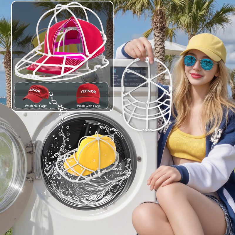 Yeenor Hat Washer Cage For Washing Machine - Baseball Cap Cleaner Rack  Ball Cap Washing  Dishwasher Safe  Perfect For Cleaning And Protecting Hats In Dishwasher (White 2Pack (Assembly)) - Image 2