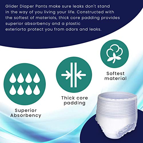 Glider Unisex Adult Diaper Pants | Large-XL Size | Maximum Overnight Absorbency | 35-47 Inch (90-120 cm) | (Pack of 3 – 30 Pants) - Image 3