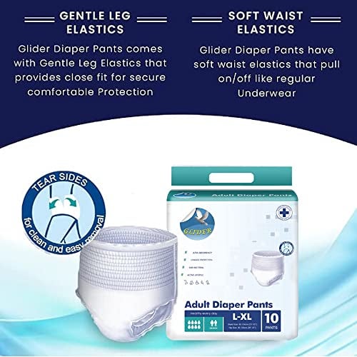 Glider Unisex Adult Diaper Pants | Large-XL Size | Maximum Overnight Absorbency | 35-47 Inch (90-120 cm) | (Pack of 3 – 30 Pants) - Image 4