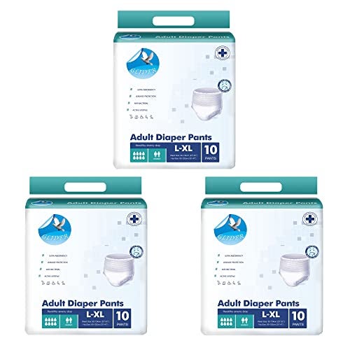 Glider Unisex Adult Diaper Pants | Large-XL Size | Maximum Overnight Absorbency | 35-47 Inch (90-120 cm) | (Pack of 3 – 30 Pants) - Image 1