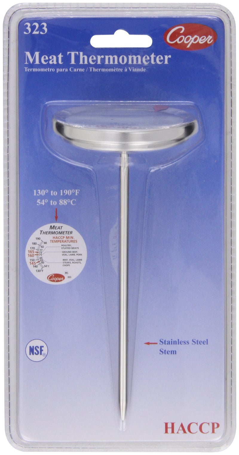 Cooper-Atkins مقياس حرارة اللحم ثنائي المعدن Cooper-Atkins 323-0-1، نطاق درجة الحرارة من 130 إلى 190 درجة فهرنهايت - Image 1