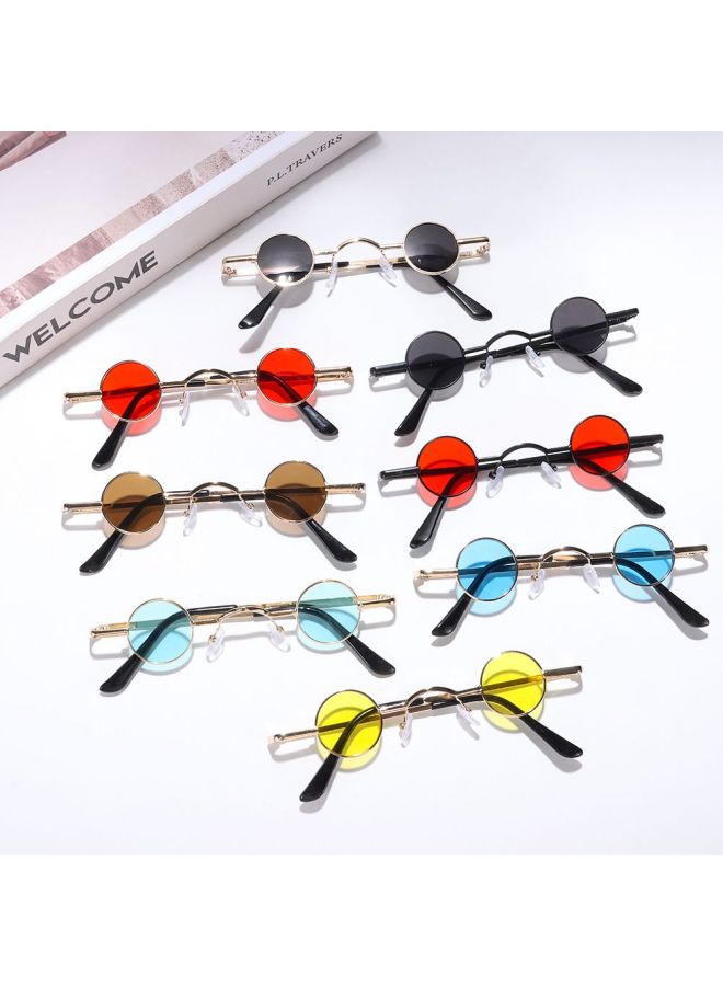 general Small Round Rock Punk Sunglasses for Women Men Ultra Metal Frame Hip Hop Sun Glasses Candy Color Fashion Shades Driving Eyewear-Lenses Color:Gold-Green-Frame Color:WHITE - Image 2