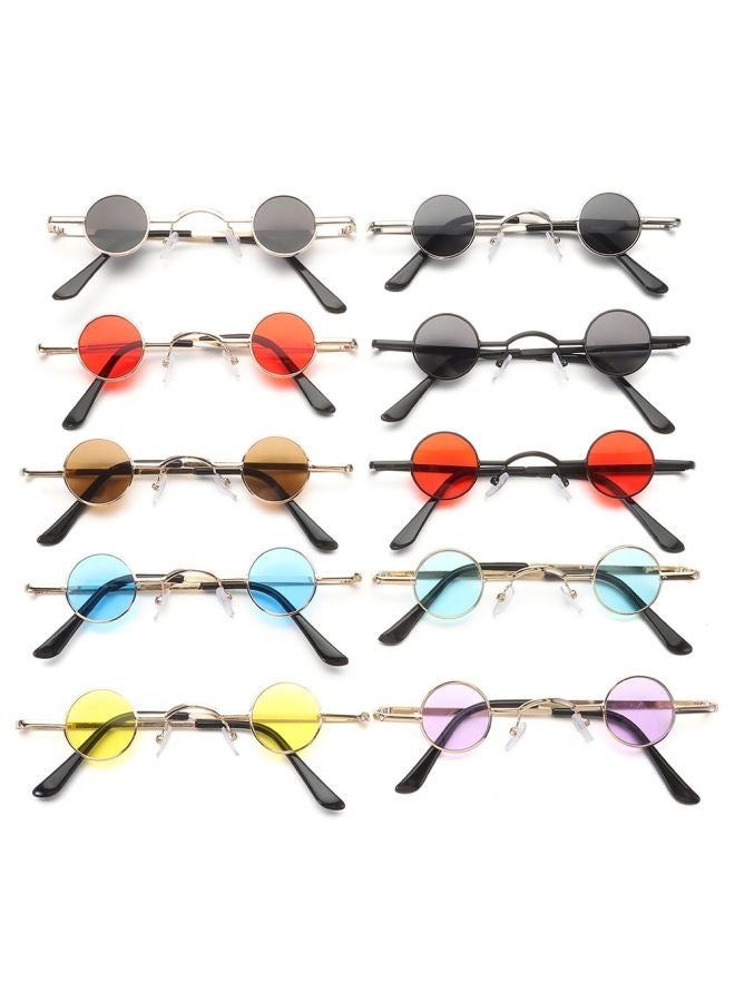 general Small Round Rock Punk Sunglasses for Women Men Ultra Metal Frame Hip Hop Sun Glasses Candy Color Fashion Shades Driving Eyewear-Lenses Color:Gold-Green-Frame Color:WHITE - Image 5
