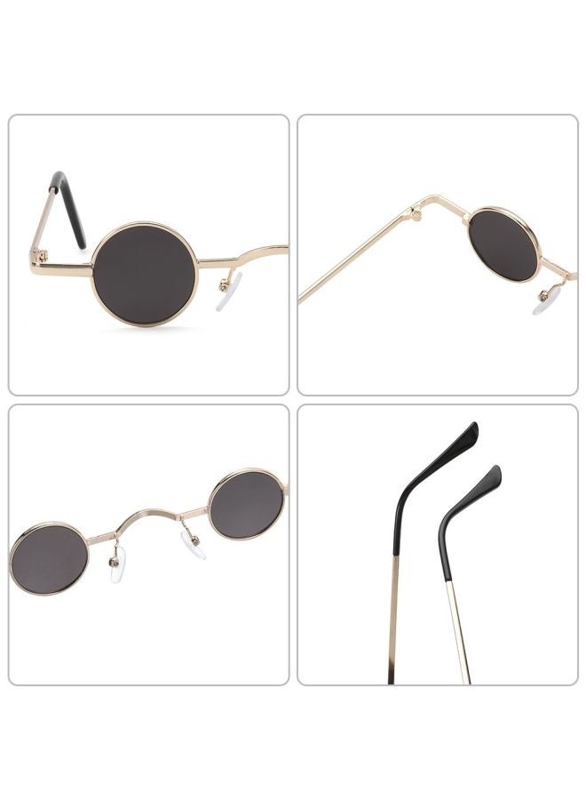 general Small Round Rock Punk Sunglasses for Women Men Ultra Metal Frame Hip Hop Sun Glasses Candy Color Fashion Shades Driving Eyewear-Lenses Color:Gold-Green-Frame Color:WHITE - Image 4