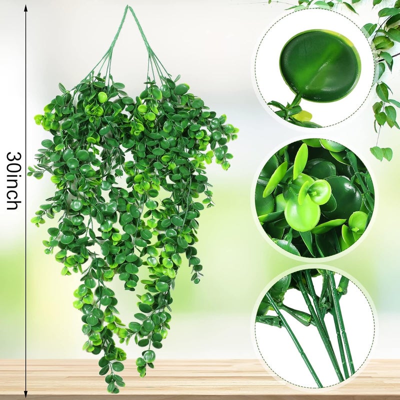 Hoteam 12 Pcs Artificial Hanging Plants 32 Inch Fake Ivy Vines with Fake Leaves Patio Artificial Plants Greenery for Living Room Indoor Outdoor Wall, No Basket (Eucalyptus) - Image 2