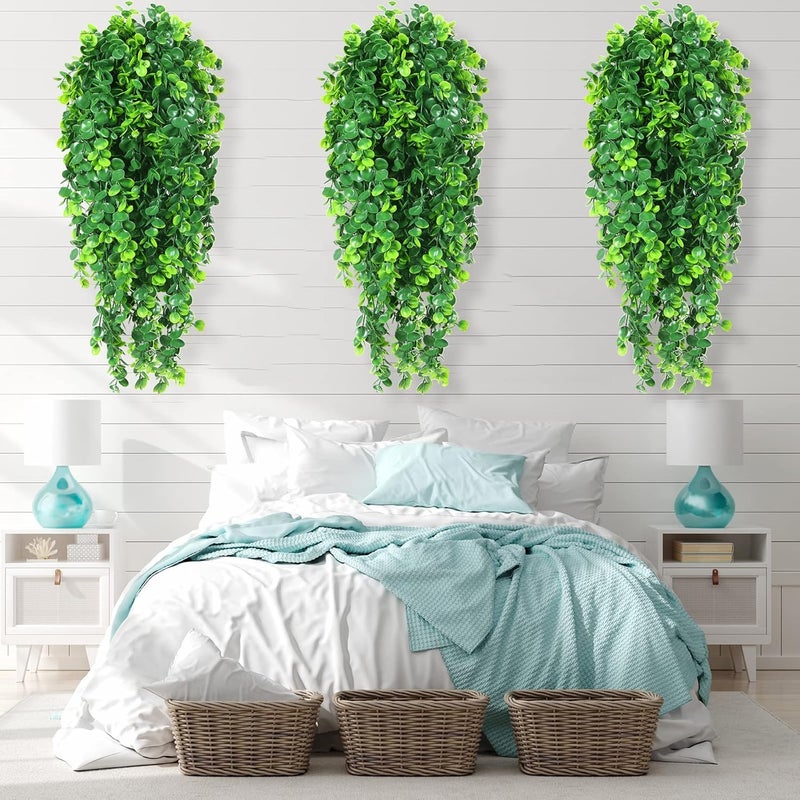 Hoteam 12 Pcs Artificial Hanging Plants 32 Inch Fake Ivy Vines with Fake Leaves Patio Artificial Plants Greenery for Living Room Indoor Outdoor Wall, No Basket (Eucalyptus) - Image 5