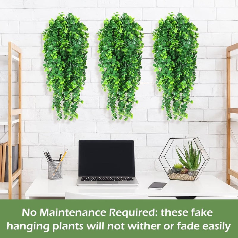 Hoteam 12 Pcs Artificial Hanging Plants 32 Inch Fake Ivy Vines with Fake Leaves Patio Artificial Plants Greenery for Living Room Indoor Outdoor Wall, No Basket (Eucalyptus) - Image 3