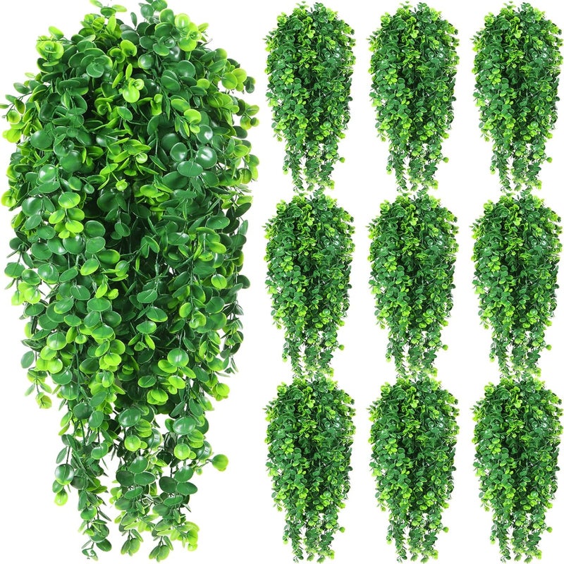 Hoteam 12 Pcs Artificial Hanging Plants 32 Inch Fake Ivy Vines with Fake Leaves Patio Artificial Plants Greenery for Living Room Indoor Outdoor Wall, No Basket (Eucalyptus) - Image 1